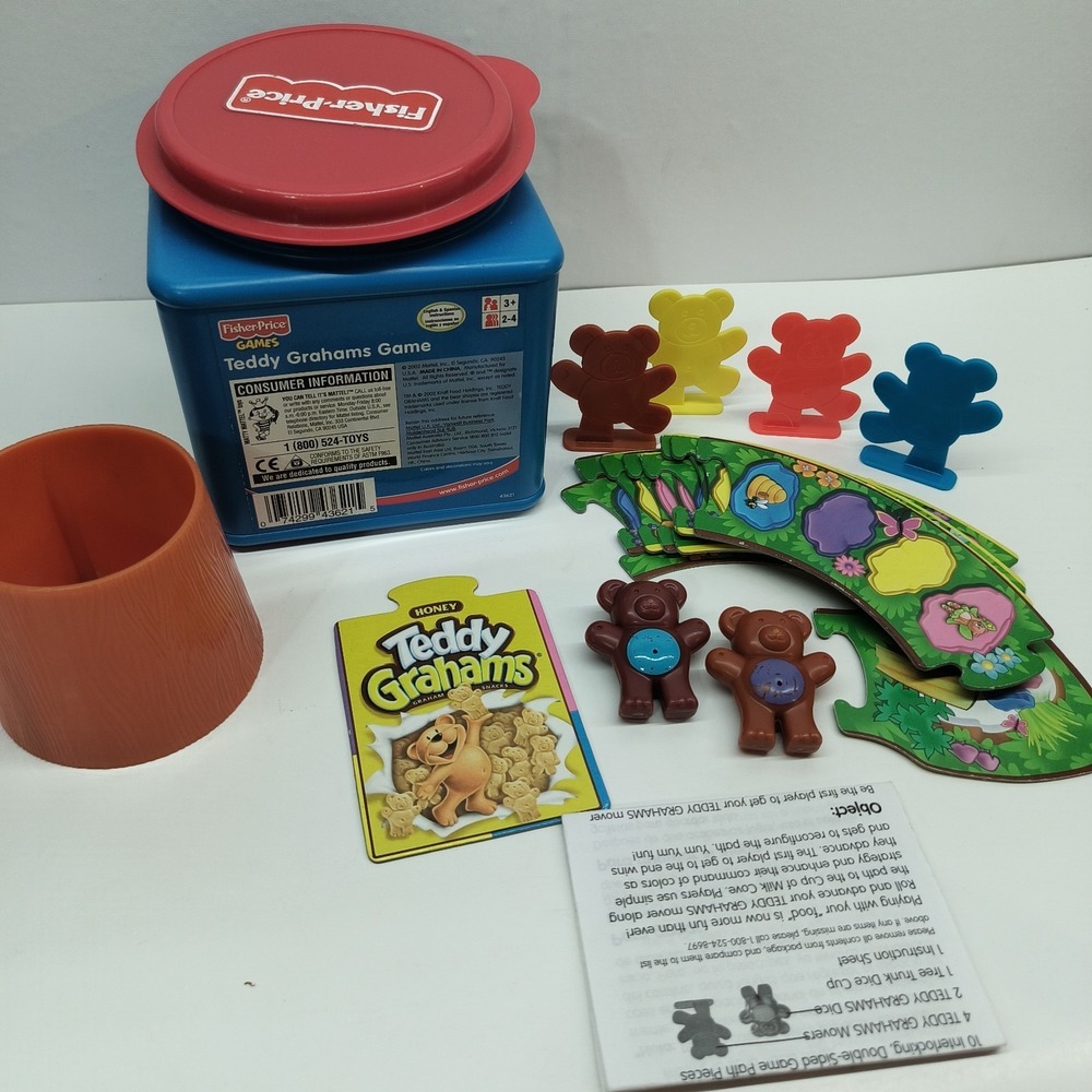COMPLETE Fisher Price Teddy Grahams Game Learn Strategy & Colors 2-4‎ Players